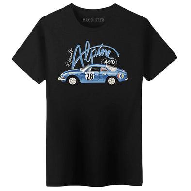 T-Shirt Noir ( Taille M ) Alpine A110 rallye Bleue - Outlet