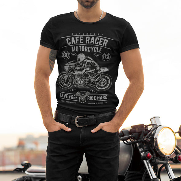 T-Shirt Noir Homme ( Taille S, XXL ) Moto Cafe Racer | Outlet Maxi-Shirt