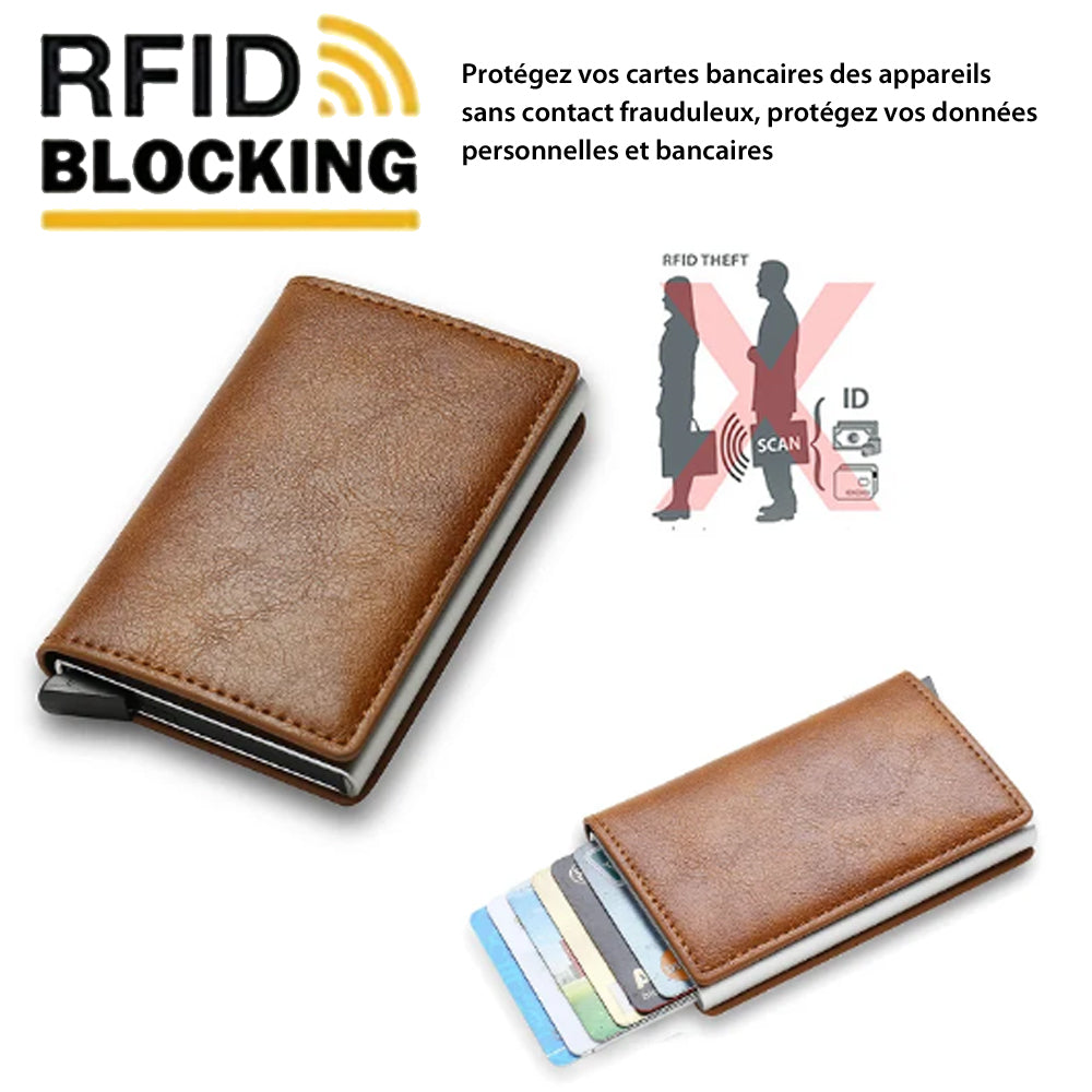 Porte-cartes RFID - Protection en cuir PU - Accessoire Homme et Femme -  High tech - Love Island Design