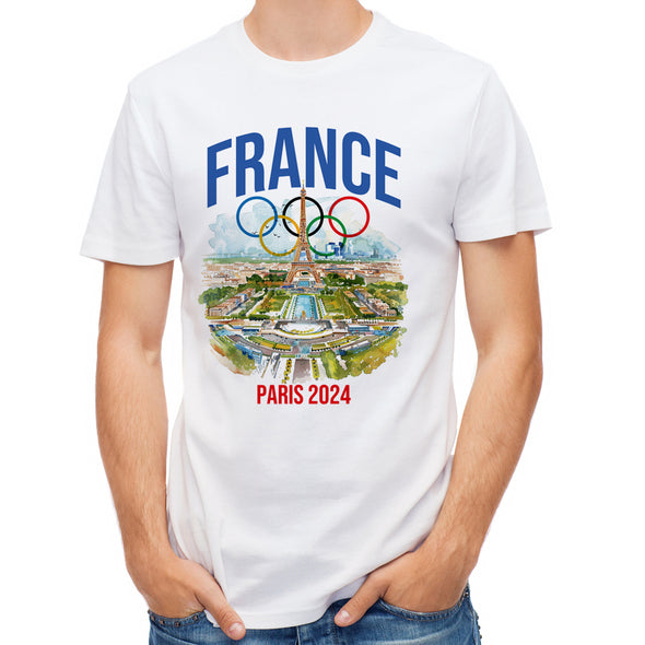 T-Shirt Blanc Unisexe | Jeux Olympiques France Paris 2024 | 100% coton, coupe régulière