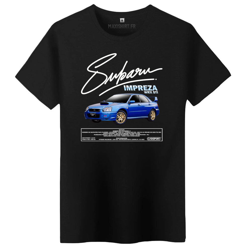 T-Shirt noir Homme voiture Subaru Impreza wrc sti