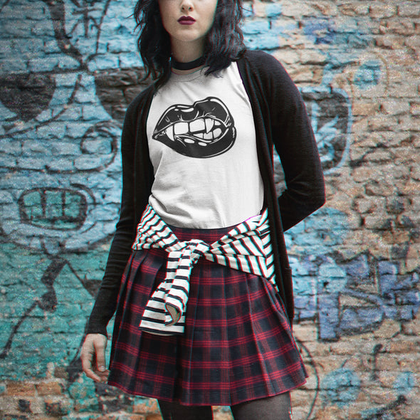 T-Shirt Blanc Halloween Femme Vampire lips