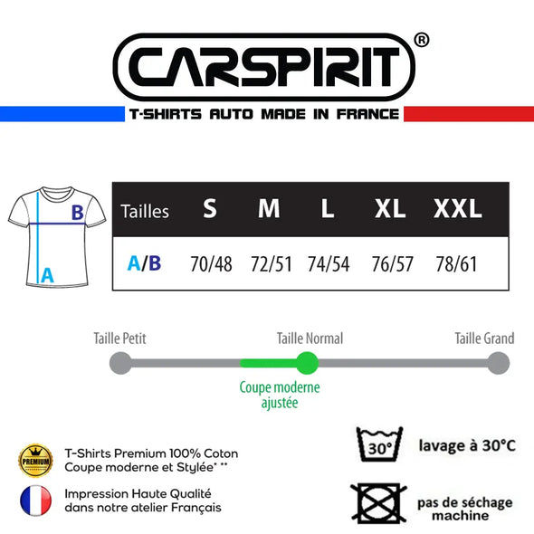 T-Shirt Gris chiné Homme voiture A310 fiche technique | manches courtes, coton | idée cadeau amateur automobile Maxi-Shirt