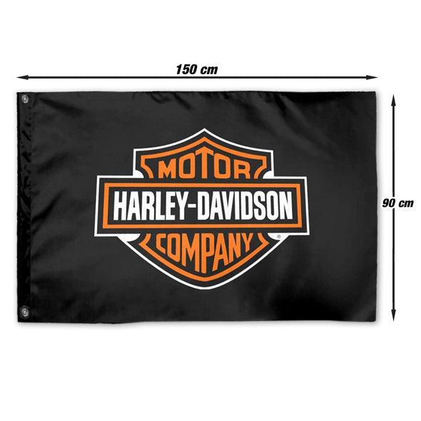 Drapeau decoratif, garage, événement, moto style Harley Davidson en polyester 90 x 150 cm + 2 oeillets