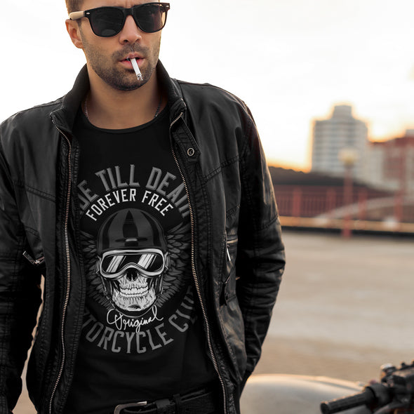 T-Shirt noir Homme, Ride till death | Forever Free | idée cadeau biker motard | manches courtes